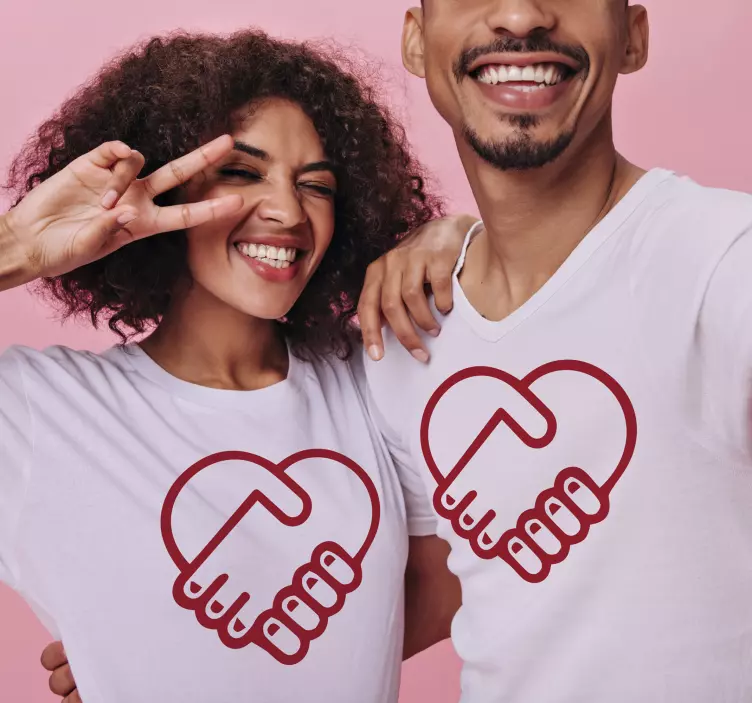 Hands shaped heart Couple t shirts - TenStickers