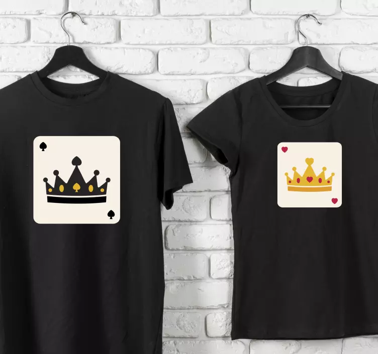 King queen card pattern Couple t shirts - TenStickers