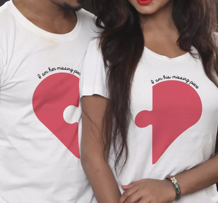 Missing Piece Heart Couple t shirts - TenStickers