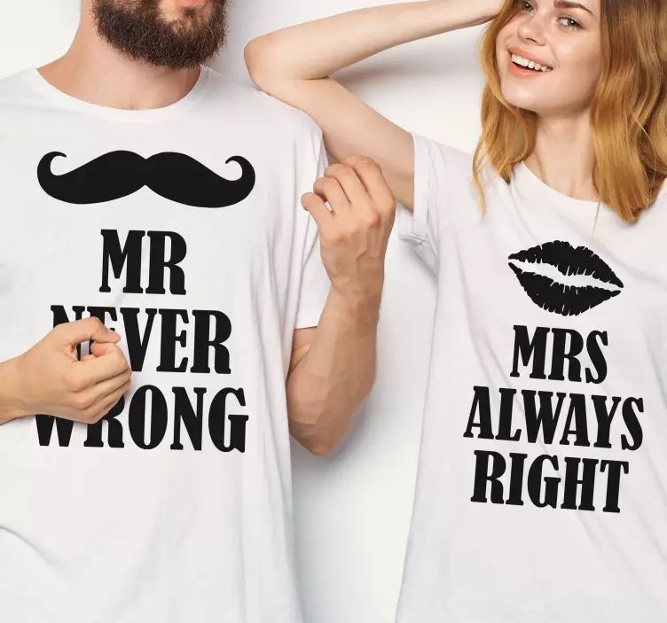 Mr and Ms text  Couple t shirts - TenStickers
