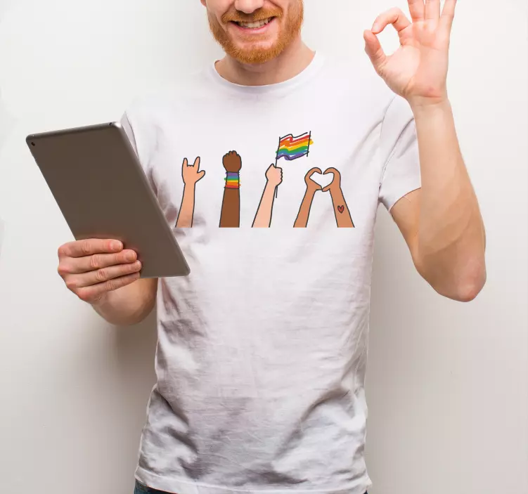 Raising pride hands t-shirt - TenStickers