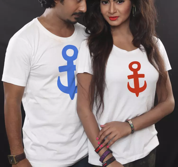 Sailing lovers anchor Couple t shirts - TenStickers