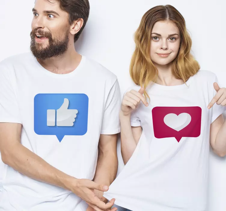 Social media match couple t-shirt - TenStickers