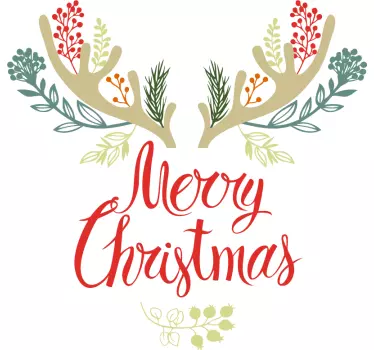 Floral reindeer antlers Christmas t-shirt - TenStickers
