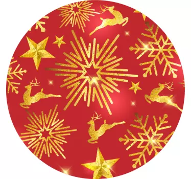 elegant reindeers on red background christmas tee shirts - TenStickers