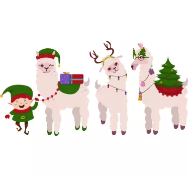 Festive Llama christmas tee shirts - TenStickers
