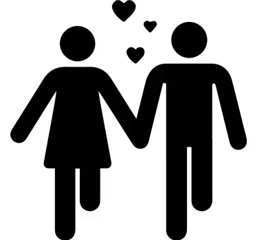 Two characters holding hands matching shirts for couples - TenStickers
