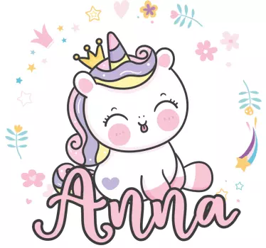 Scandinavian unicorn with name baby t-shirt - TenStickers