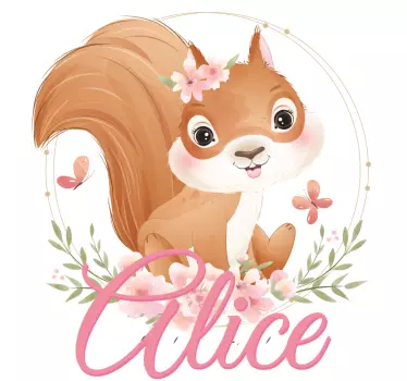 Cute squirrel for girl with name Baby t-shirt - TenStickers