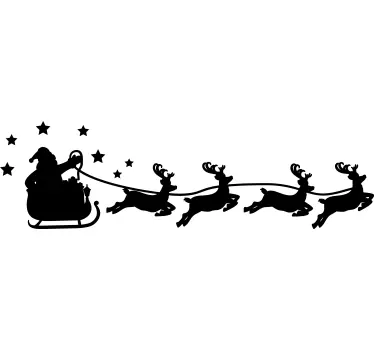 Black and White Santa Sleigh christmas tee shirts - TenStickers