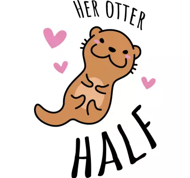Cute otters in love with text matching shirts for couples - TenStickers