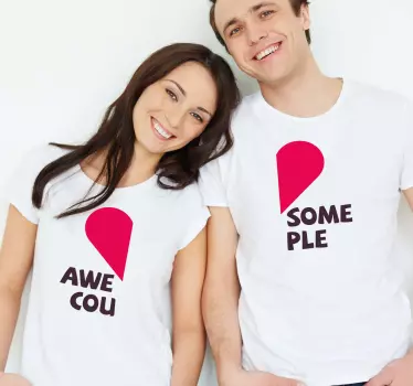 Awesome couple heart design matching shirts for couples - TenStickers