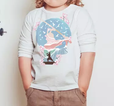 Baby t-shirt charming floral samurai design - TenStickers