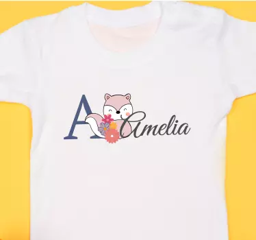 Baby t-shirt with floral initial fox design - TenStickers