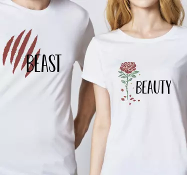 Beauty and beast matching set matching shirts for couples - TenStickers