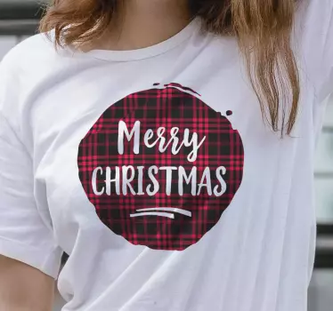 Christmas t-shirt merry festive plaid design - TenStickers
