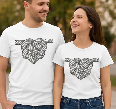 Couple t-shirt heart shaped knot design - TenStickers
