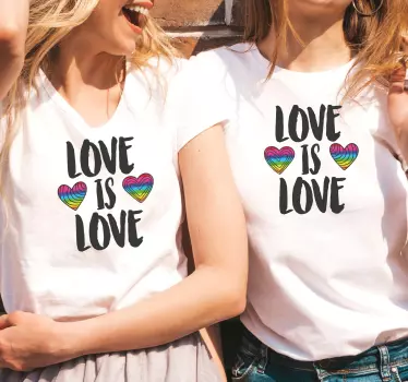 Couple t-shirt love is love hearts - TenStickers