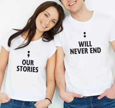Couple t-shirt our stories never end - TenStickers