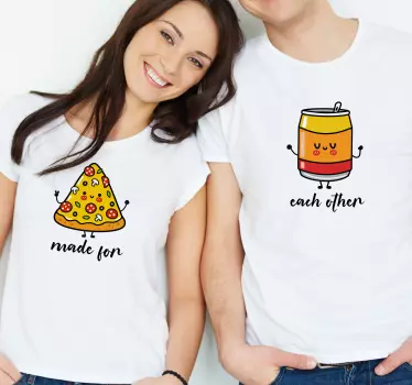 Couple t-shirt pizza and soda together - TenStickers