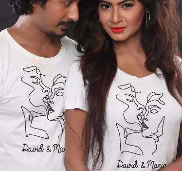 Couple t-shirt stylish couple embrace - TenStickers