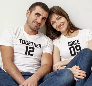 Cute customisable couple anniversary matching shirts for couples - TenStickers