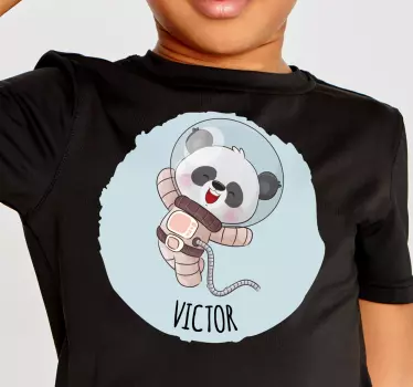 Cute panda for boy with name Baby t-shirt - TenStickers