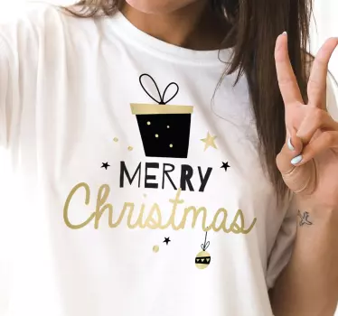 Elegant Gift Box Pattern text Christmas  t-shirt - TenStickers