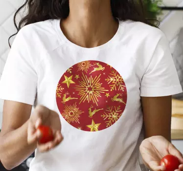 elegant reindeers on red background christmas tee shirts - TenStickers