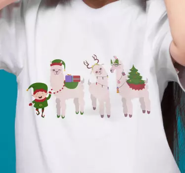 Festive Llama christmas tee shirts - TenStickers
