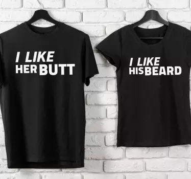 Fun couple i like her butt matching shirts for couples - TenStickers