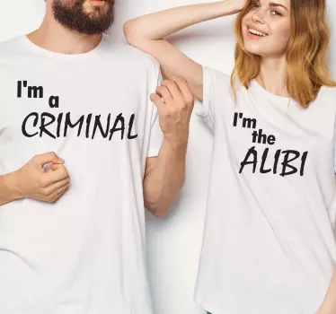 Fun couple im a criminal design matching shirts for couples - TenStickers