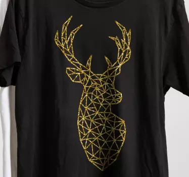Gold geometrical reindeer christmas tee shirts - TenStickers