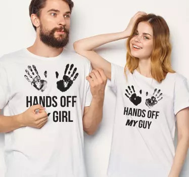 Hands off couple design matching shirts for couples - TenStickers