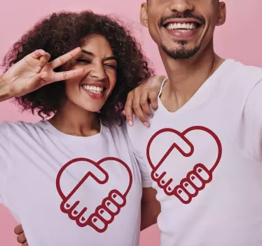 Hands shaped heart matching shirts for couples - TenStickers
