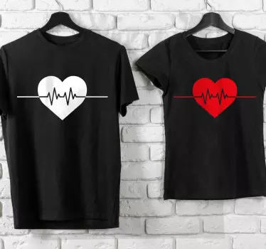 Heartbeat modern motif matching shirts for couples - TenStickers