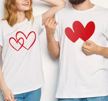Hearts design matching shirts for couples - TenStickers