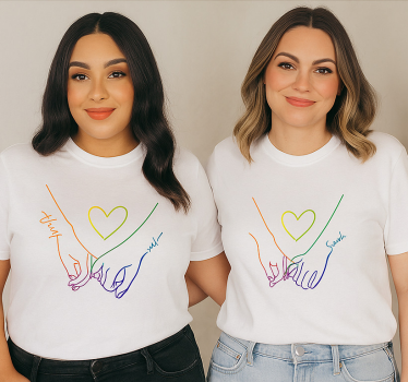Lgbt heart couple t-shirt - TenStickers