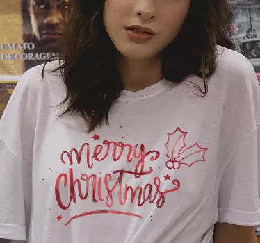 Merry Christmas in red Christmas  t-shirt - TenStickers