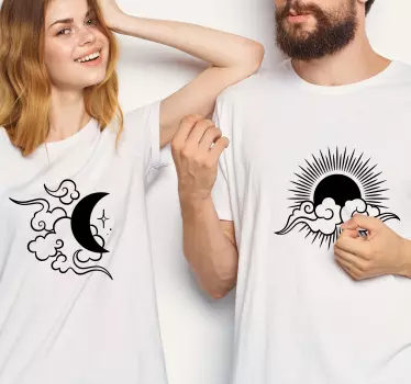 Moon, Sun and clouds matching shirts for couples - TenStickers