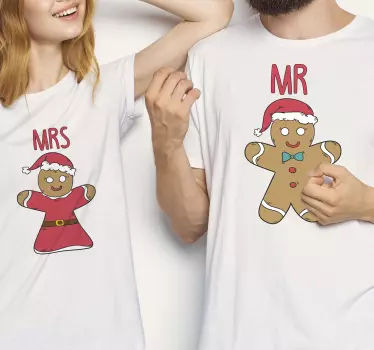 Mr and mrs gingerbread christmas tee shirts - TenStickers