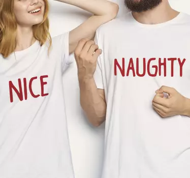 Naughty/Nice christmas tee shirts - TenStickers