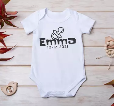 Nombre Fecha y chupeteName Date and Pacifier Baby shirt - TenStickers