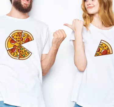 Pizza matching pieces pattern matching shirts for couples - TenStickers