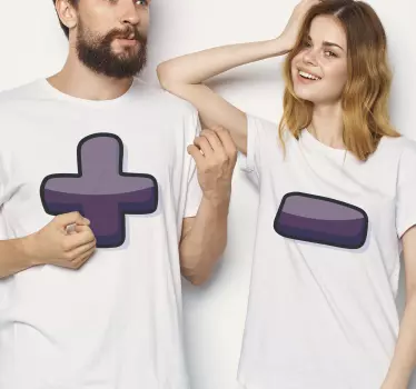 Plus and Minus matching shirts for couples - TenStickers