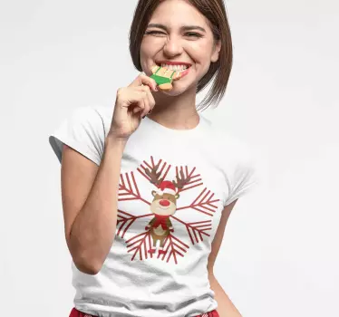 Reindeer and Flake  Christmas t-shirt - TenStickers