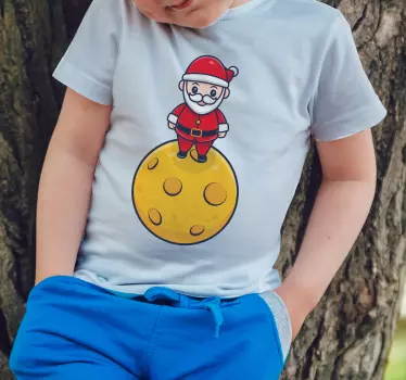 Santa Claus on the moon christmas tee shirts - TenStickers