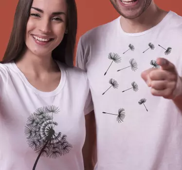 Simple dandelion shirt set for couples - TenStickers