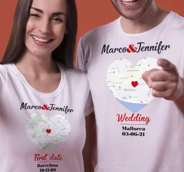 Special moments locations matching shirts for couples - TenStickers