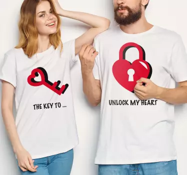 The key to unlock my heart  matching shirts for couples - TenStickers
